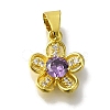 Flower Rack Plating Brass Micro Pave Cubic Zirconia Pendant KK-H485-01G-03-1