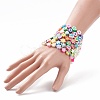 7Pcs 7 Style Star & Smiling Face & Flower Polymer Clay Stretch Bracelets Set with Glass Pearl Beaded BJEW-JB08786-3