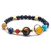 Natural Tiger Eye & Red Agate & Topaz Jade & Synthetic Blue Goldstone Stretch Bracelets PW-WG86409-06-1