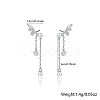 Rhodium Plated Platinum Plated 925 Sterling Silver Wing Stud Earrings with Shell Pearl RF3669-2