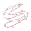 Natural Rose Quartz Braided Bead Necklacess NJEW-K258-06C-1