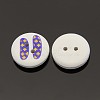 2-Hole Flat Round Mathematical Operators Printed Wooden Sewing Buttons X-BUTT-M002-05-2