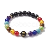 10 Round Om Mani Natural Obsidian & 8mm Round Mixed Stone Beaded Stretch Bracelets BJEW-JB10337-3