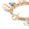 Natural Shell & Shell Pearl & Synthetic Starfish Charm Bracelet BJEW-TA00201-6