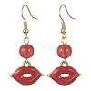 Valentine's Day Alloy Enamel Dangle Earrings with Brass Pins EJEW-JE05331-2