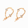 Brass Micro Pave Clear Cubic Zirconia Earring Findings KK-T062-210G-NF-1