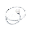 Elegant S925 Silver Freshwater Pearl Round Ring VB8352-5-1