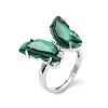 Natural & Synthetic Mixed Gemstone Butterfly Adjustable Rings RJEW-K246-01P-2