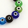 Flat Round Handmade Evil Eye Lampwork Beads X-LAMP-R116-06-1