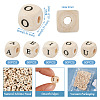 Kissitty 250Pcs 5 Styles Printed Natural Schima Wood Beads WOOD-KS0001-22-13