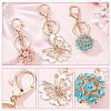 CRASPIRE 6Pcs 6 Style Butterfly & Flower Pendant Keychain KEYC-CP0001-09-4