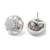 Rack Plating Brass Half Round with Sun Stud Earrings with Crystal Rhinestone for Women EJEW-D059-14P-2