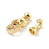 Rack Plating Brass Micro Pave Clear & Camellia Cubic Zirconia Fold Over Clasps KK-E034-57G-3