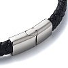 Men's Braided Black PU Leather Cord Bracelets BJEW-K243-59AS-3