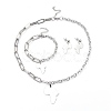 304 Stainless Steel Paperclip Chains & Cable Chain Jewelry Sets SJEW-K153-17P-1