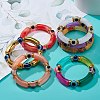 7Pcs 7 Color Acrylic Curved Tube & Plastic Evil Eye Beaded Stretch Bracelets Set BJEW-JB08962-2