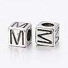 304 Stainless Steel Large Hole Letter European Beads X-STAS-H428-01AS-M-2