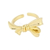 Bowknot Brass Open Cuff Ring for Women RJEW-M176-01A-G-2