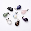 Teardrop Platinum Tone Brass Natural & Synthetic Mixed Stone Pendants G-F267-02-1