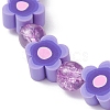 Handmade Flower Polymer Clay Stretch Bracelets BJEW-JB09825-4