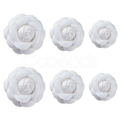 SUPERFINDINGS 6Pcs 3 Size Camellia Shaped Velet Lapel Pins JEWB-FH0001-34-1