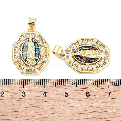 Brass Micro Pave Clear Cubic Zirconia Pendants KK-L213-008G-1