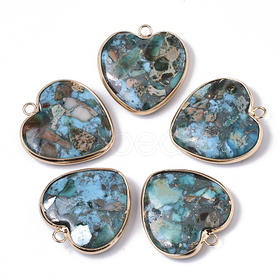 Assembled Synthetic Gold Line Regalite/Imperial Jasper/Sea Sediment Jasper Pendants G-S366-037A-1