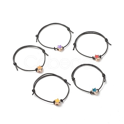 Star Acrylic Enamel Beads Adjustable Cord Bracelet for Teen Girl Women BJEW-JB07050-1