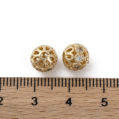 Brass Micro Pave Cubic Zirconia Beads KK-C071-02G-1