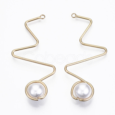 ABS Plastic Imitation Pearl Big Wire Wrapped Pendants X-KK-N235-007-1