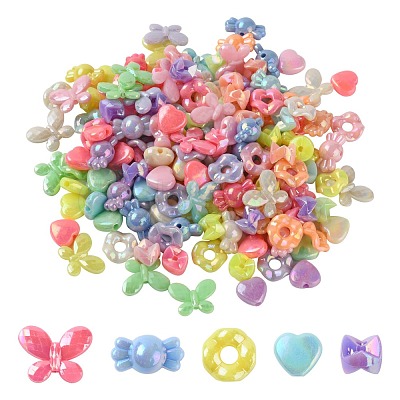 5 Style Opaque Acrylic Beads MACR-FS0001-10-1