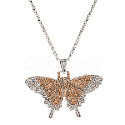 Butterfly Rhinestone Pendant Necklaces PW23032702375-1