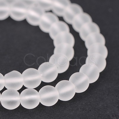 Frosted Natural Quartz Crystal Round Beads Strands X-G-N0151-09-8mm-1