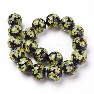 Handmade Inner Flower Lampwork Beads Strands LAMP-L072-D01-1