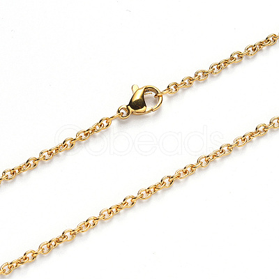 PVD Vacuum Plating 304 Stainless Steel Cable Chain Necklace NJEW-S420-007B-G-1