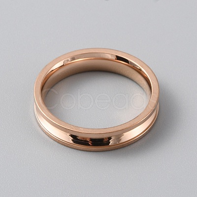 Titanium Steel Grooved Finger Ring Settings RJEW-WH0012-11B-1