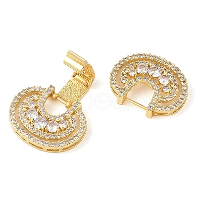 Rack Plating Brass Micro Pave Clear Cubic Zirconia Fold Over Clasps KK-S384-04G-1