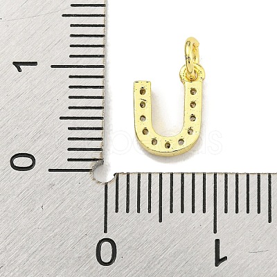 Letter Brass Micro Pave Clear Cubic Zirconia Pendants KK-K354-06G-U-1