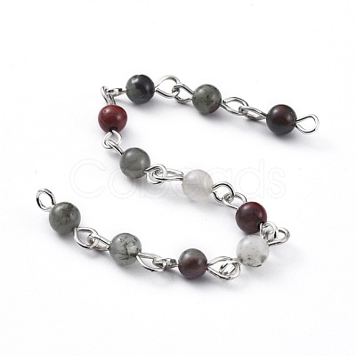 Handmade Natural African Bloodstone Beaded Chains AJEW-JB00512-02-1