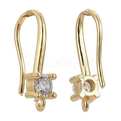 4 Pair 2 Style Brass Micro Pave Clear Cubic Zirconia Earring Hooks ZIRC-ZZ0001-03-1