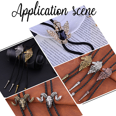 Gorgecraft 6Pcs 2 Style Iron Bolo Tie Slide Clasp IFIN-GF0001-25AB-1