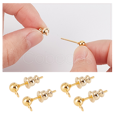 Beebeecraft 60Pcs Rack Plating Brass Bullet Ear Nuts KK-BBC0004-45-1