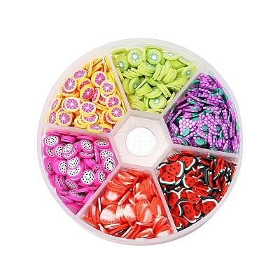 1800Pcs 6 Style Fruit Theme Handmade Polymer Clay Nail Art Decoration CLAY-YW0001-22-1