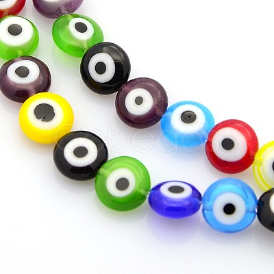 Handmade Evil Eye Lampwork Bead Strands LAMP-J029-8mm-M-1