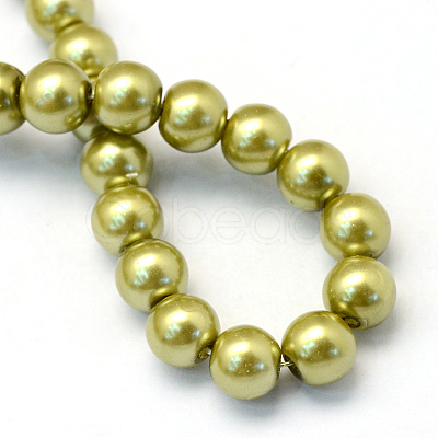 Baking Painted Pearlized Glass Pearl Round Bead Strands HY-Q330-8mm-43-1