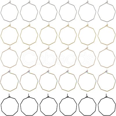 Unicraftale 30Pcs 5 Colors Ion Plating(IP) 316 Surgical Stainless Steel Hoop Earrings Findings STAS-UN0030-95-1