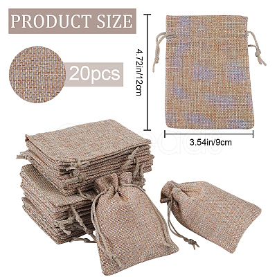 Beebeecraft Polyester Imitation Burlap Packing Pouches Drawstring Bags ABAG-BBC0001-02A-01-1