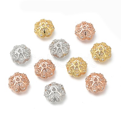 CZ Brass Micro Pave Cubic Zirconia Flower Bead Caps X-ZIRC-L003-11mm-01-1