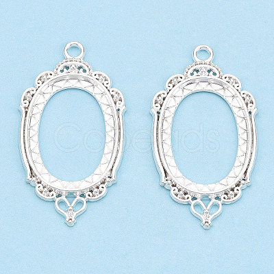 Zinc Alloy Link Cabochon Settings PALLOY-WH0001-35S-1