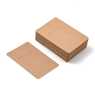 Rectangle Kraft Paper One Pair Earring Display Cards with Hanging Hole CDIS-YW0001-05-1